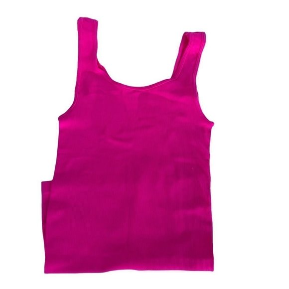 Hot Pink Stretchable Ribbed Tank Top - Picture 9 of 9